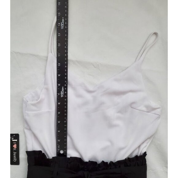 J for Justify Sleeveless Black & White Tie Waist Cargo Jumpsuit Size M - Picture 11 of 16
